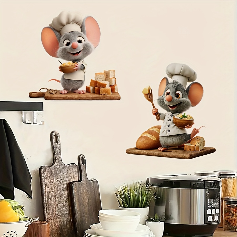 Adorable Chef Mouse Wall Stickers Featuring Mice And Food Elements, A Whimsical Atmosphere To Kitchens And Dining Areas