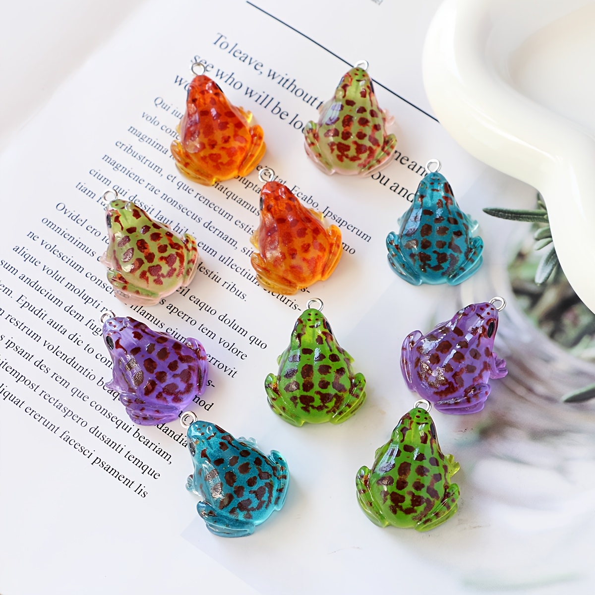 

10pcs 3d Frog Charms In Vibrant Colors, Resin Animal Pendants For - Ideal For Keychains, Bracelets, Earrings, And Bag Accessories, Charms For Jewelry Making