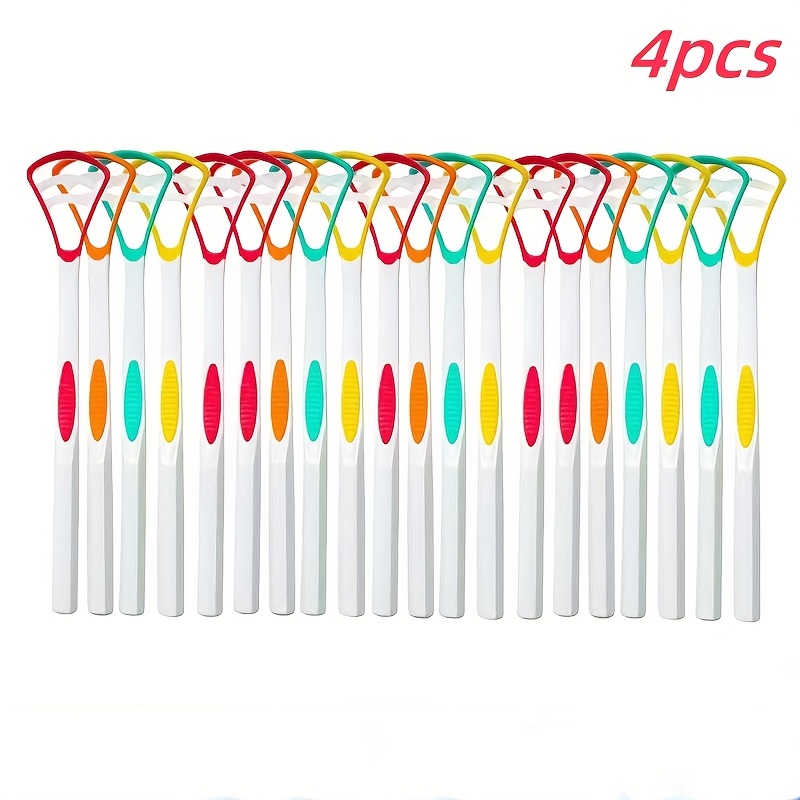 Image of 4pcs Adult Tongue Coating Scraper - Portable Oral Care Tongue Coating Cleaner, Eliminates Bad Breath And Tongue Coating, With Multiple Styles From