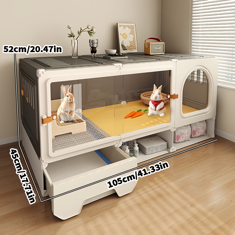 TEMU Small Animal Pet Cage, Rabbit Cage With Integrated Toilet, Large Luxury Guinea Pigs, Dwarf Pet Rabbits, And Other Small Animals, With Pull-out