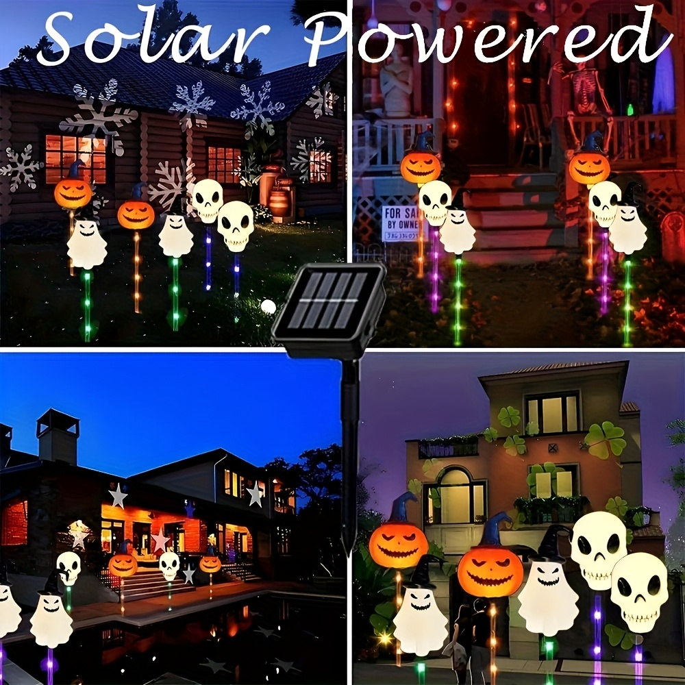 solar 6pcs halloween   lights color changing plug in outdoor waterproof decorative lights suitable for horror parties yard cemetery lawn and   decoration festive outdoor display lights Product details 9