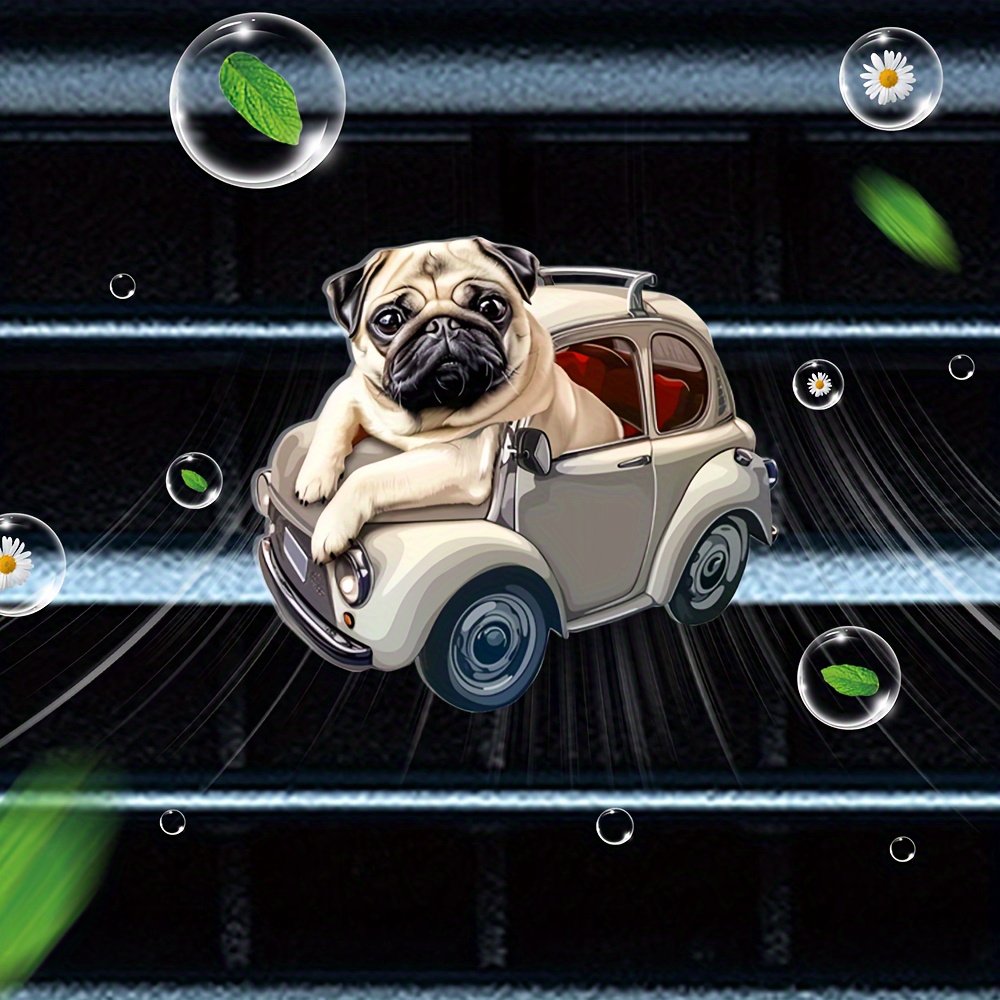 

Cute Pug Car Air Conditioner Outlet Aromatherapy, Acrylic Car Air Outlet Decoration Clip With 2 Aroma Tablet, Car Freshener, Good- Interior