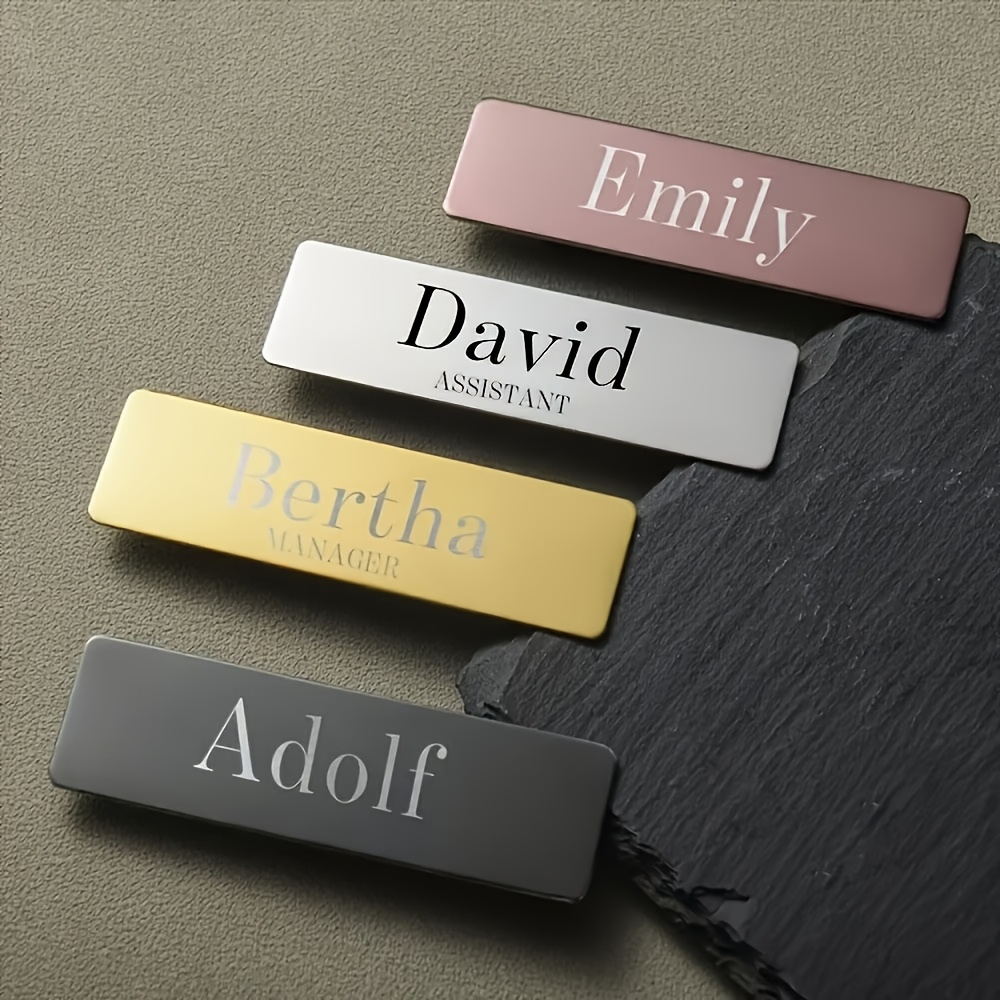 TEMU Custom Name Badge, Premium Acrylic Material Engraved Text, Exclusive Personalized Nameplate, Durable And Fade-resistant, Suitable For Office And