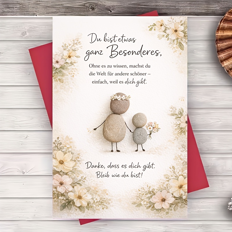 E-shop Ein Umschlag eine Grußkarte – Blumige -Kunst-Grußkarte als Dankeschön Anerkennung für Freund, Partner, Familie, Geburtstag, Jahrestag oder