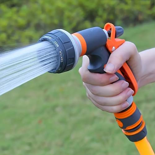 hochdruck-verstellbare schlauchpistole für den garten - leichtes, robustes kunststoffmaterial, ergonomischer orangefarbener und schwarzer griff, passend für us/eu-schläuche - ideal für rasenpflege, autowäsche und bewässerung im freien, schlauchdüse, komfortables griffdesign