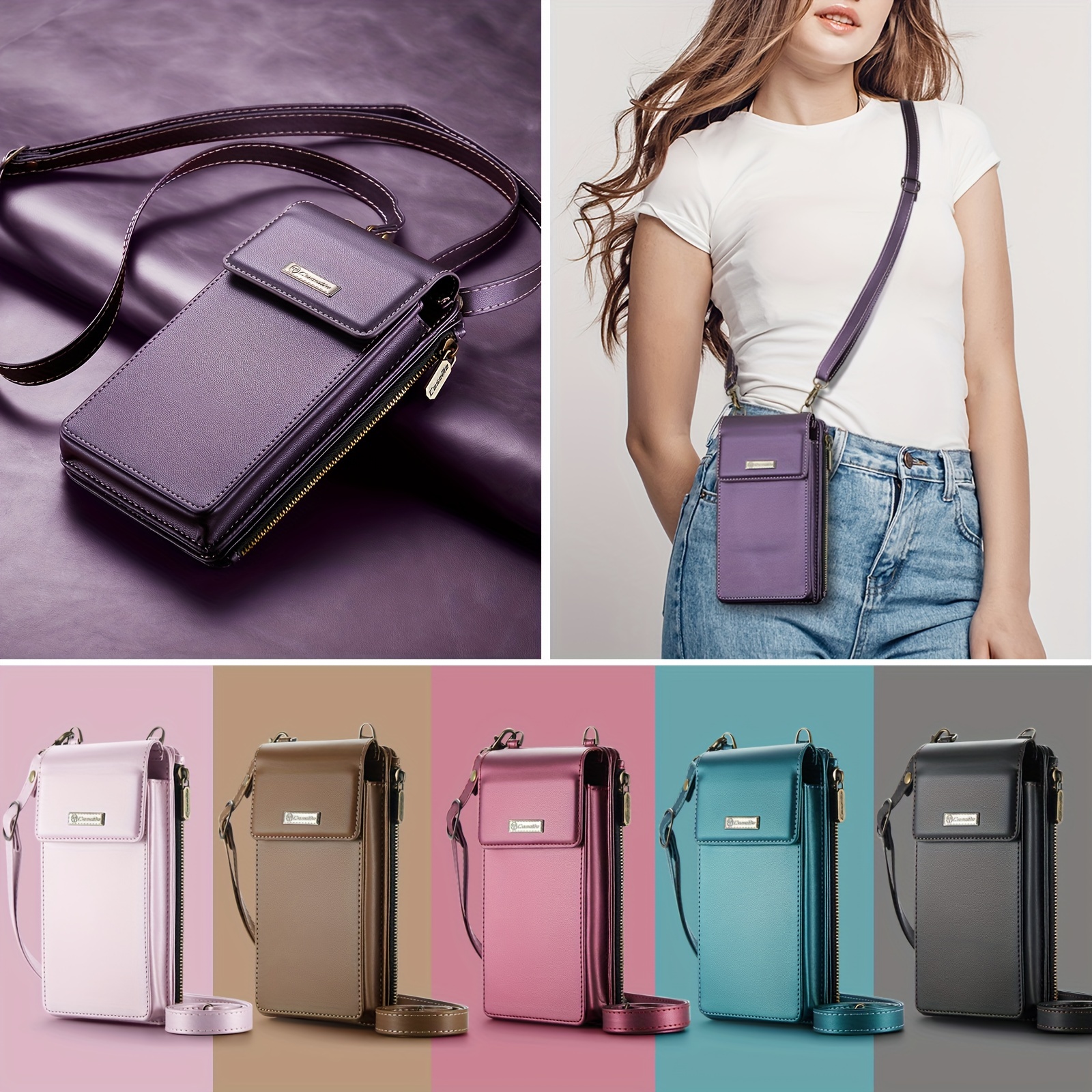 

Small Crossbody Cell Phone Bag For Women, Rfid Blocking Shoulder Handbag Strap Wallet Purse With Card Slots