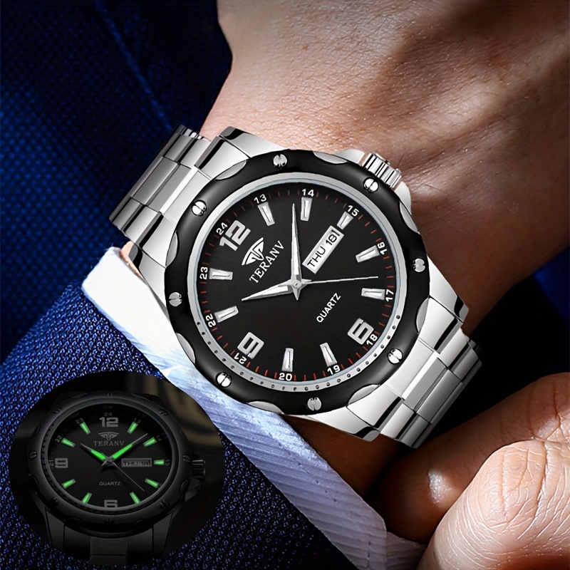 Reloj de Cuarzo para Hombres con Pulsera de Acero Inoxidable Elegante - Imagen 3