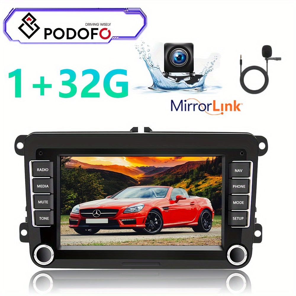Image of Podofo For Radio With For Vw For Golf 5 For Golf 6 For For For Seat 7 Inch Screen 2 Din With Wireless Fm Rds + Canbus + Backup Camera + Mic [1+32g]