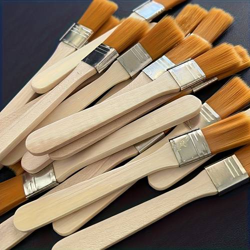 6pcs professional paint brushes with short wooden handle plastic fiber bristles heavy duty suitable for oil watercolor gouache acrylic paint wall painting brushes ergonomic suitable for artists hobbyists suitable for walls