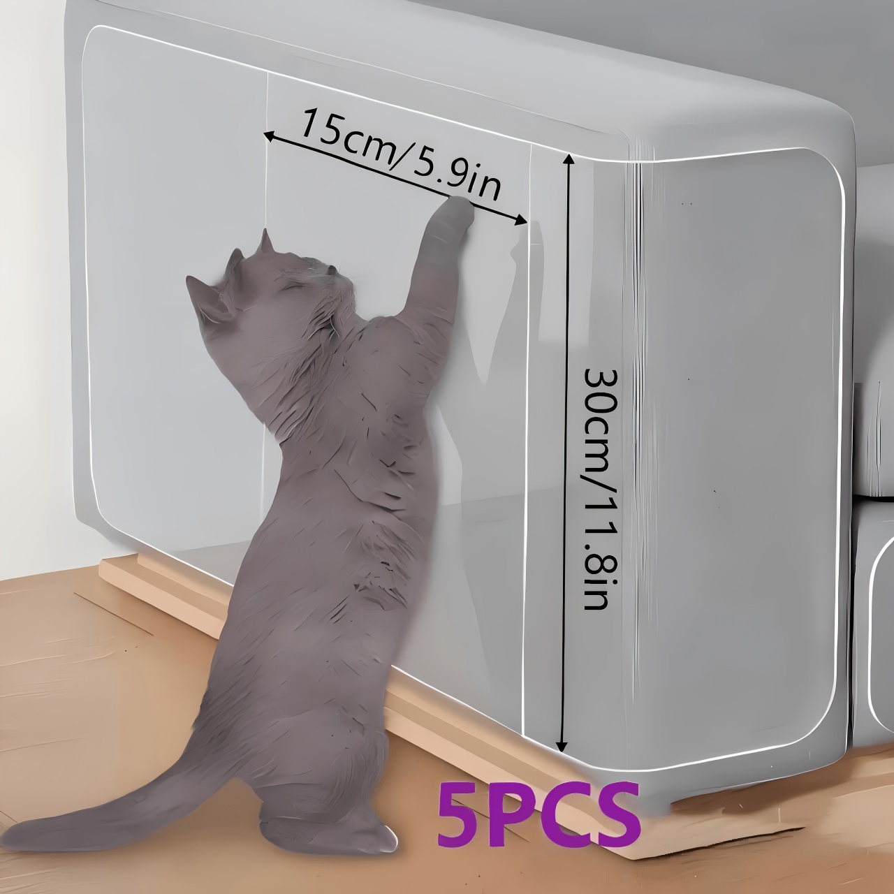 Image of 5pcs Transparent Anti-cat Scratch Stickers - And Scratch-resistant Furniture Protectors, Double-sided Sofa And Recliner Protective Film, Indoor Pet Scratch Protection Stickers