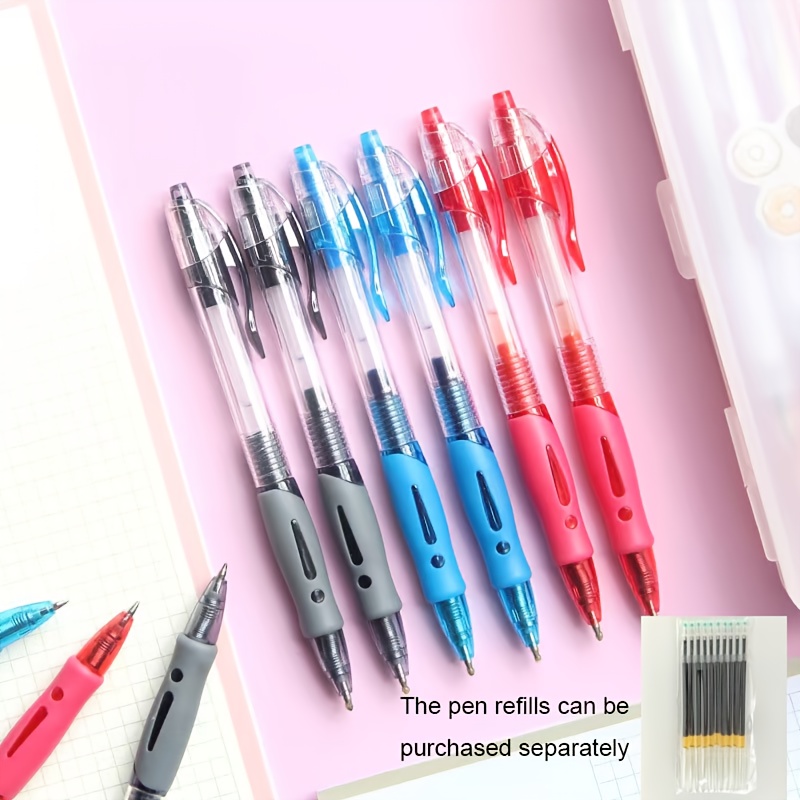 A set of 10 0.5mm press ballpoint pens/refills, with the option of 10 refills for replacement. It features a large capacity and strong writing ability, making it suitable for school offices