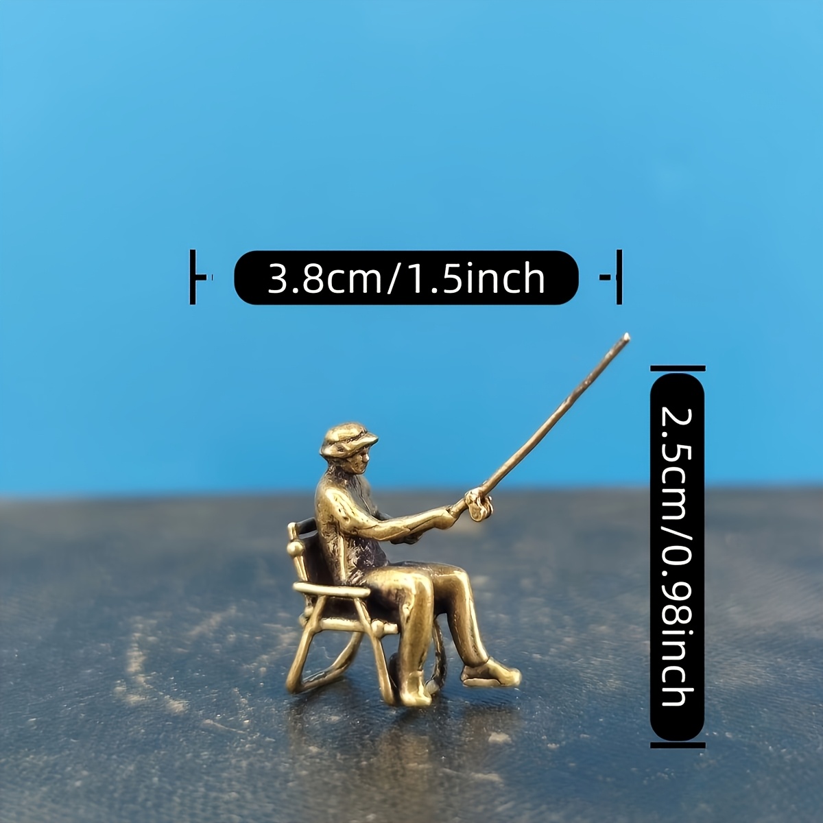TEMU Figurine de pêcheur en laiton , modèle , micro paysage de table de sable, petite figurine de paysage de , statue miniature de pêcheur, petite