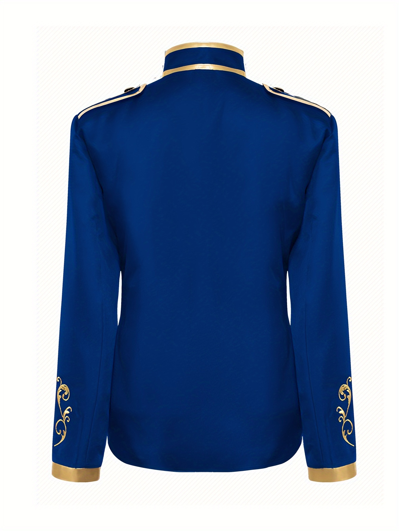 Mens Fashion Coat Golden Embroidered Zipper Stand Collar Jacket 