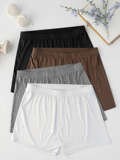 4pcs mens modal underwear in black white gray and beige loose fit comfortable pants lounge pants unisex shorts a line pants with