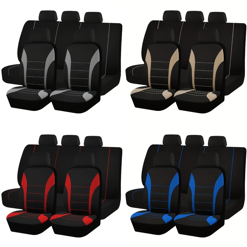 

5-seat Car Seat Covers Set - Stylish Polyester Fabric, Fits Most Vehicles, Protection, , Universal Fit