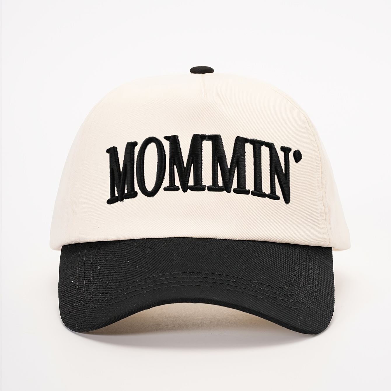 TEMU 1 Casquette de baseball MOMMIN brodée Color Block pour femmes, casquette de camionneuse pour maman, casquette de baseball brodée sur le thème de
