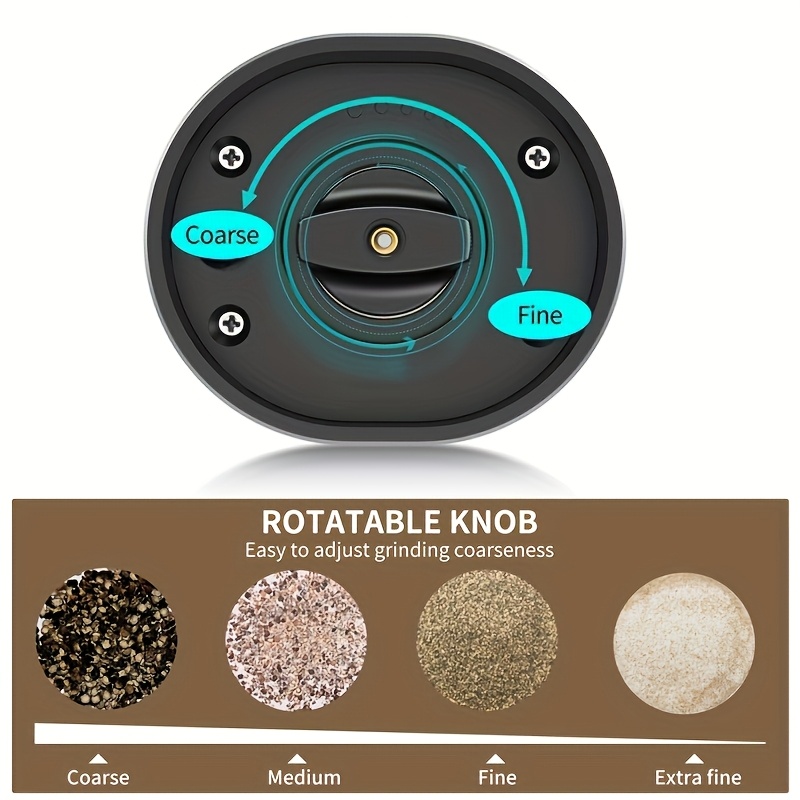 1pc/2pcs Intelligent Sensing Electric Grinder, Electric Salt and Pepper Grinder, Automatic Black Pepper Grinder, White Pepper Grinder, Convenient, Durable and High-looking Electric Grinder, Suitable for Home Kitchen, Parties and Dinners