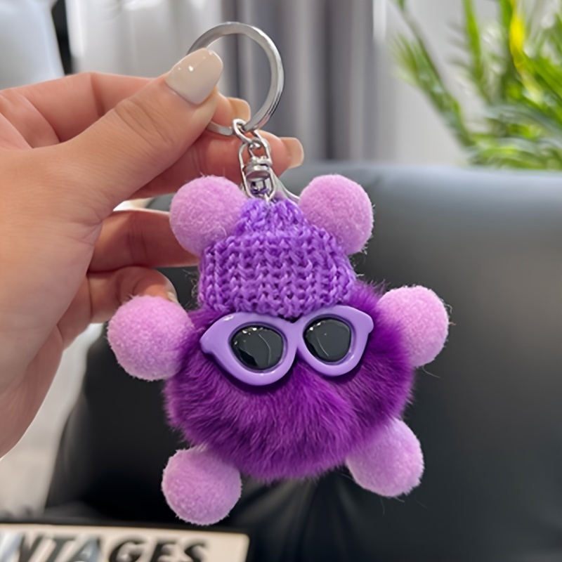 Cute Fluffy Plush Doll Keychains Pompom Sleeping Baby Car - Temu