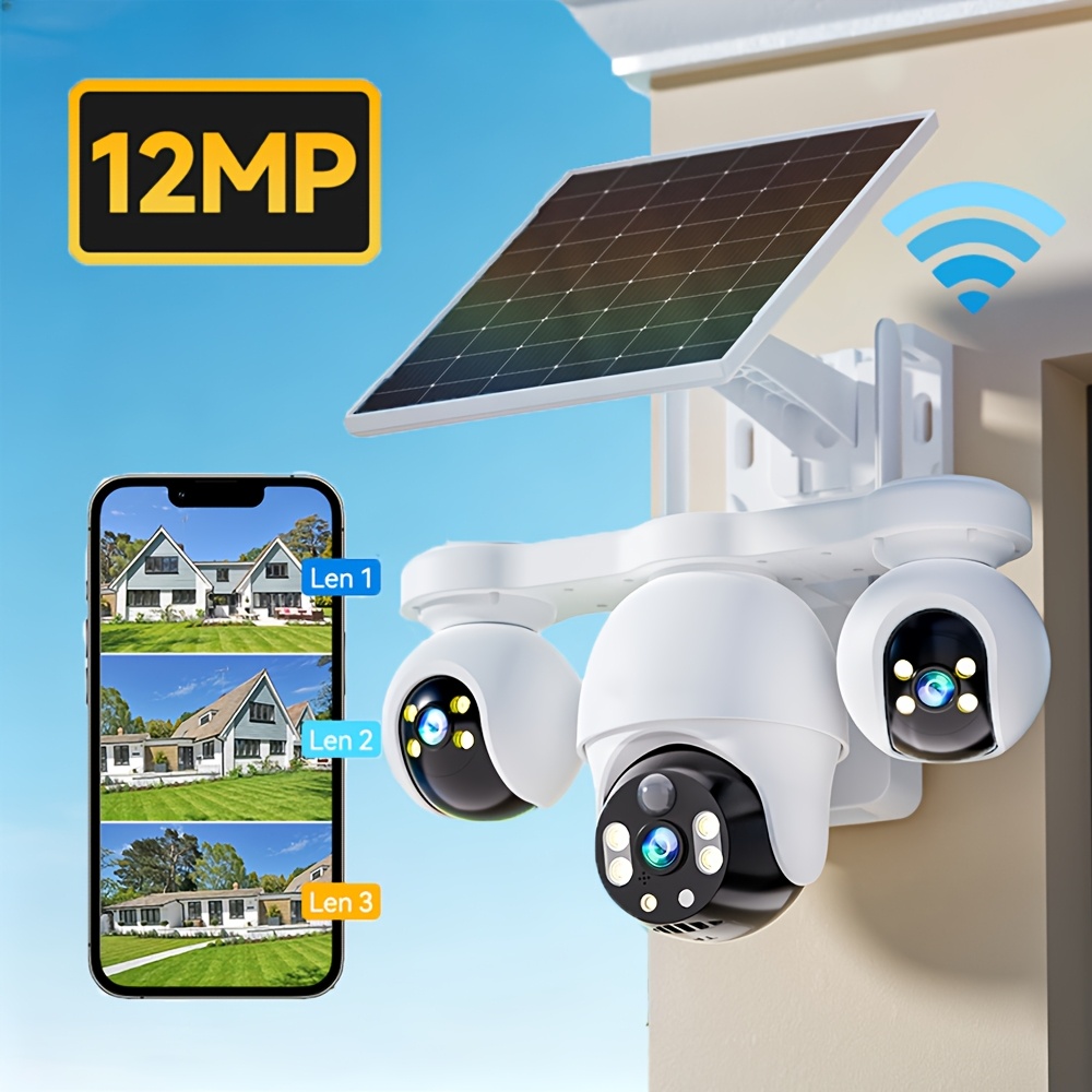 TEMU 12mp Outdoor Security Camera With 3-, Color Night Vision, Human Detection & Motion Alerts, Wifi, Corner Installation Suitable For /business