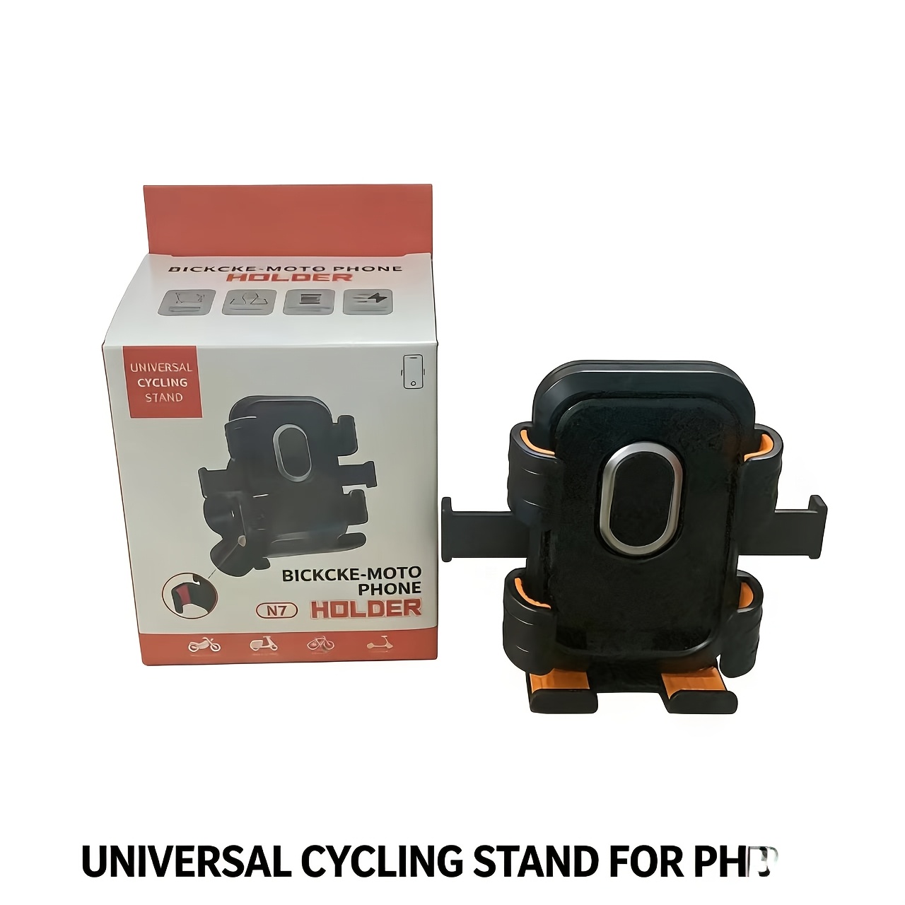TEMU 1 support de téléphone fixe pour vélo. Matériau ABS durable, adapté à la plupart des tailles de téléphone. Rotation à , installation facile,