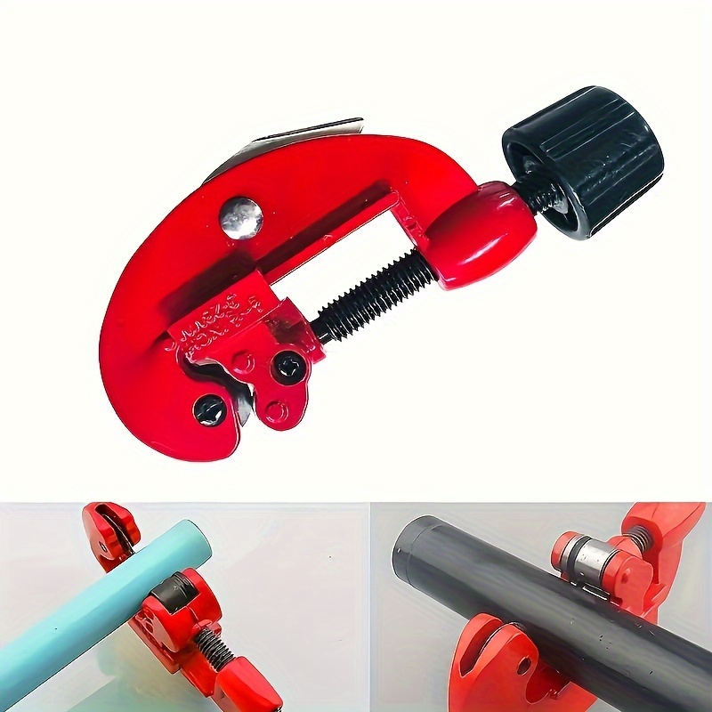 

1pc Newshark Carbon Steel Tubing Cutter, 1/8" To 1-1/8" Pipe Cutter, Manual Hand Tool For Stainless Steel, Aluminum, Copper Pipes, Red, No Battery Required