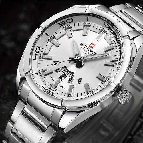 brand men watches stainless steel watchband waterproof quartz clock with date week display