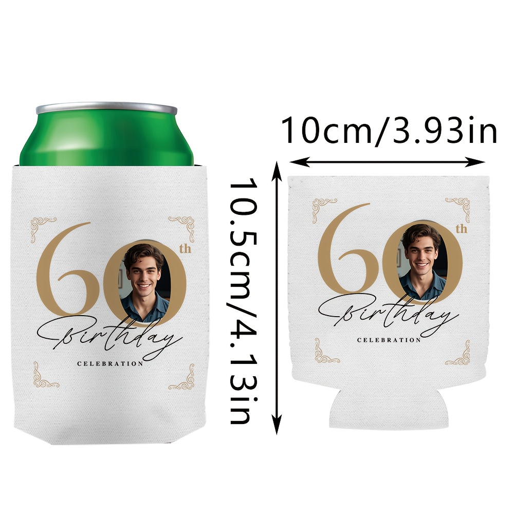 TEMU 2pcs Custom 30th 40th 50th 60th Birthday Photo Insulated Can Cooler Bags, Personalized Image Photo Insulated Beverage Drink Holder, Ideal Gift