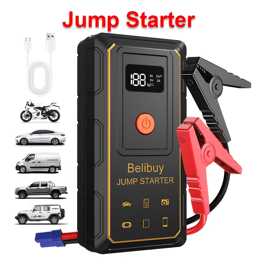 TEMU Arrancador de emergencia multifunción, Booster portátil para batería de coche, Cargador portátil para batería de vehículo, para baterías de de