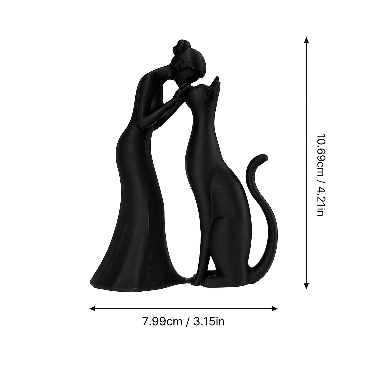 TEMU Modern Minimalist Elegant Female Figure & Cat Sculpture Statue - Plastic Figurine Suitable For Bedside, Shelf Decor, Gift For Cat Lovers,