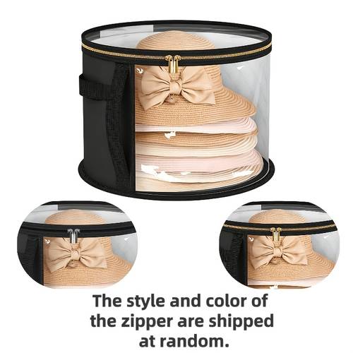 boîte de rangement extra large pour chapeaux - organisateur daccessoires pliable en tissu non avec poignées renforcées pour chapeaux, chapeaux de soleil et chapeaux de plage - légère à fenêtre transparente et double fermeture éclair