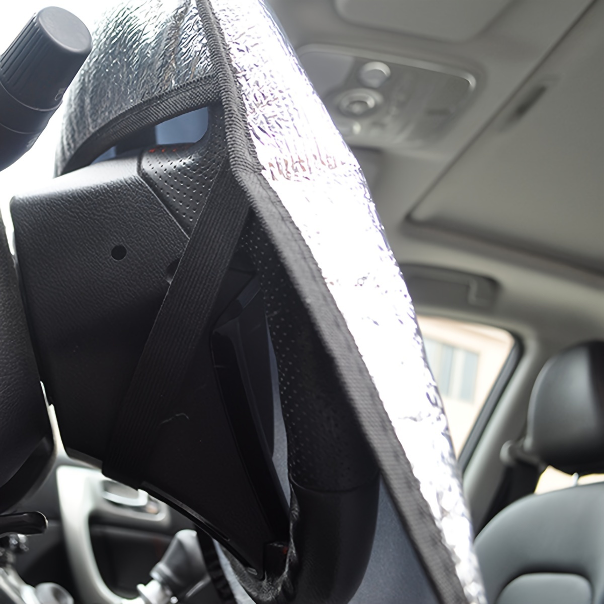 Car Steering Wheel Sunshade Cover ? Universal Fit, UV Protection, Reflective, Heat Resistant, PP Material, Without Inner Circle ? Fits Multiple Models (Pack of 1)