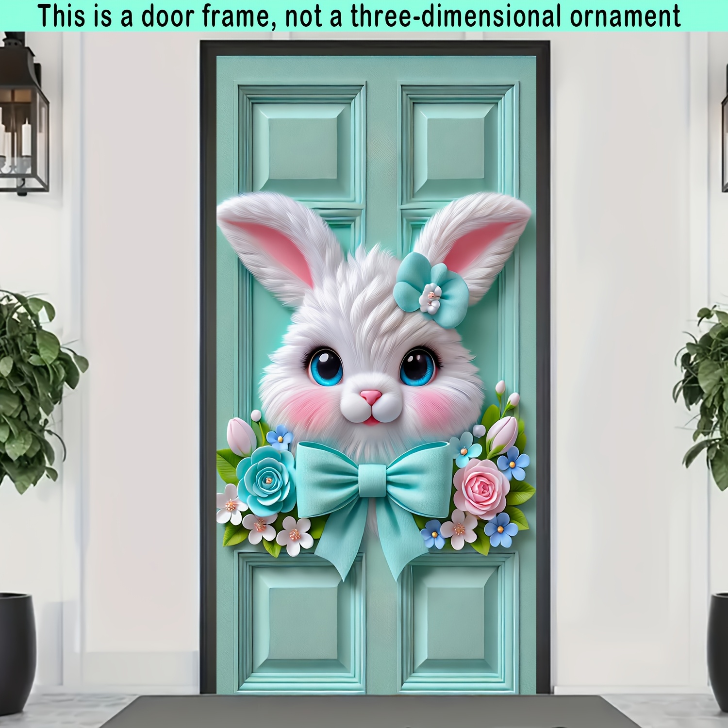 

2d Door Banner 1pc, 2d Door Banner Easter Color Rabbit Door Banner - Polyester Holiday Wreath Flag, Spring Holiday Indoor/outdoor Decoration, No Electricity Required