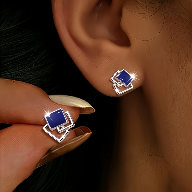 TEMU 2 Pezzi Orecchini Geometrici per Donna - Eleganti Orecchini a Lobo Minimalisti, Versatili per Uso e Speciali, Regalo per Tutto l' (San