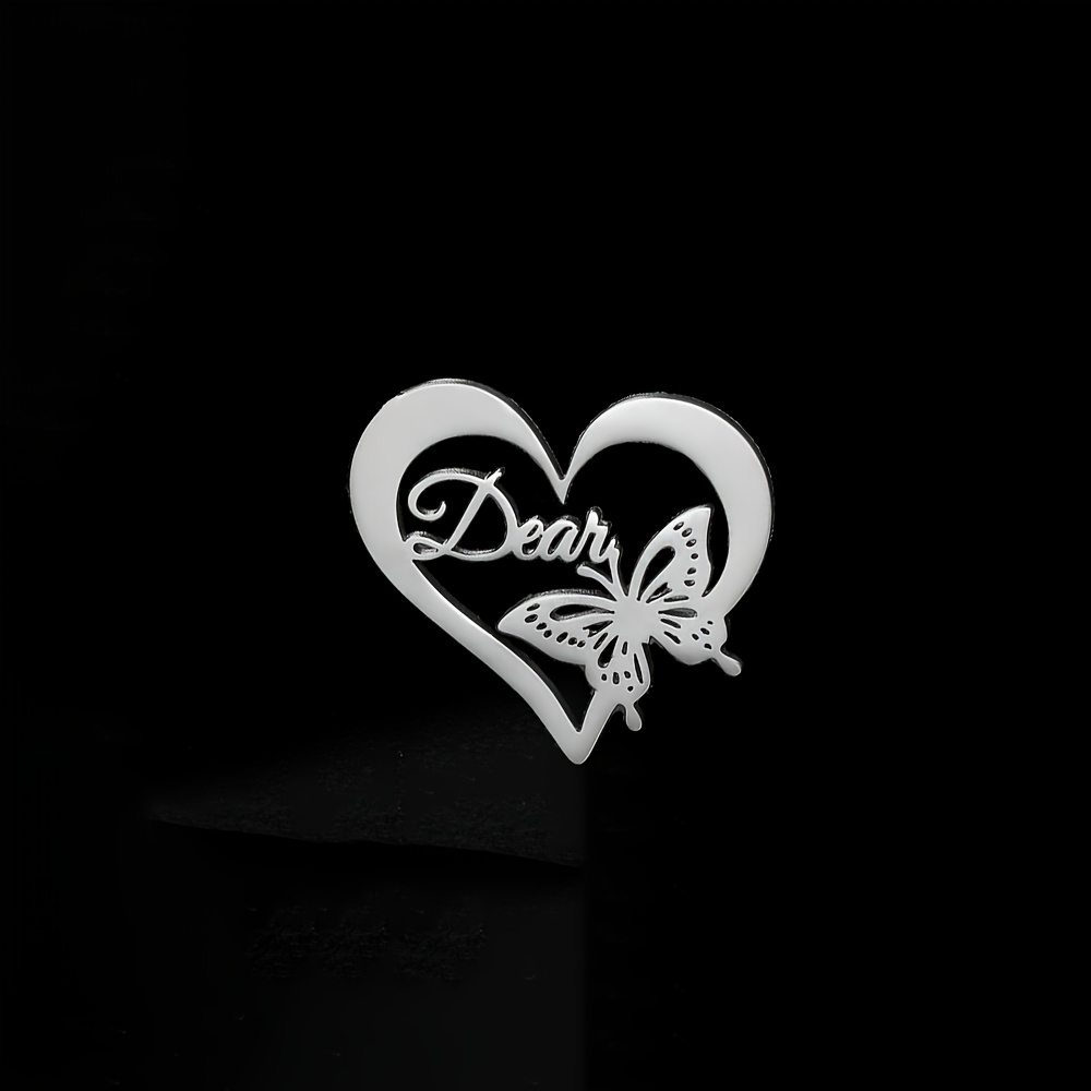 TEMU Personalized Heart-shaped Brooch - Custom Name Badge, Suitable For Jackets, Dresses, And Women's Fashion Accessories. A Trendy Fashion Jewelry