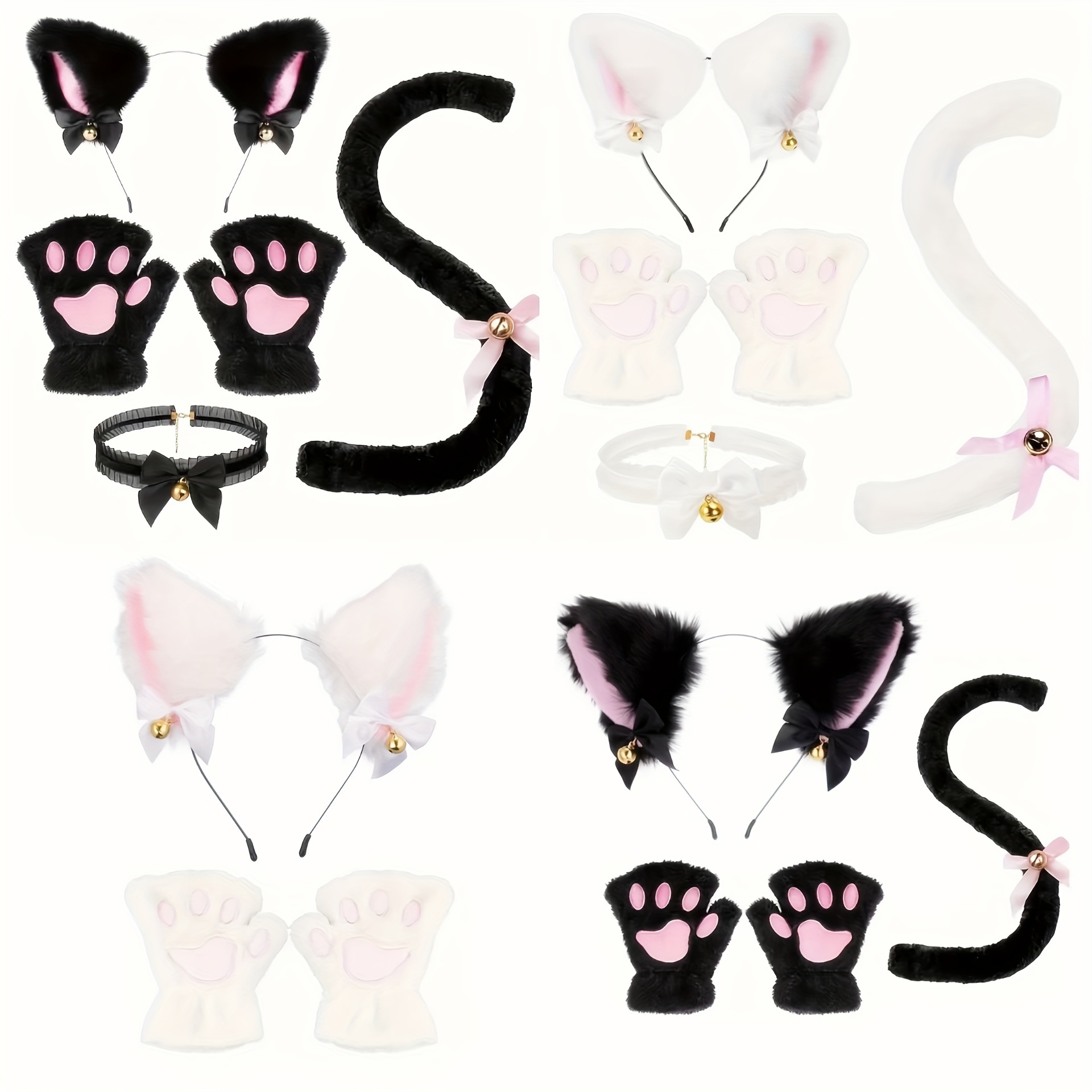 

Cat And Paw Gloves Set Detachable Tail And For , Halloween, - Non-woven , And Cat Accessories