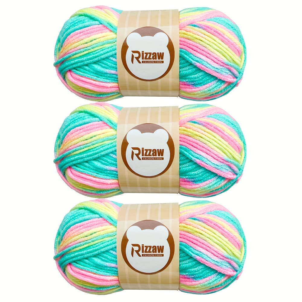Image of A Set Of 3pcs Of 5 Strands Of Gradient Rainbow Yarn, Suitable For Knitting Slippers, Hats, And Flowers, Perfect For Beginners In Crochet, Made Of Yarn, Craft 100% Acrylic