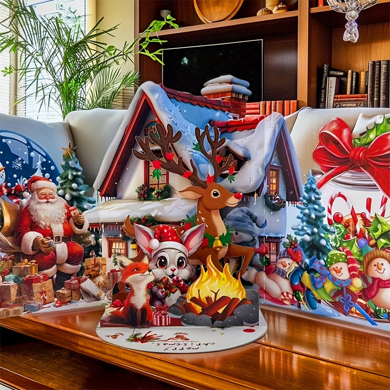 TEMU Carte de vœux pop-up pour Noël, conçue avec un de neige et un mignons - de Noël, comprend une enveloppe - Convient aux célébrations festives,