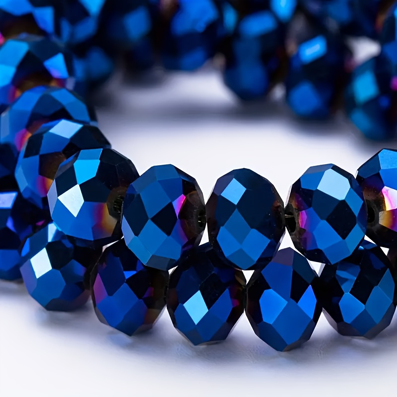 

116/86/64pcs Blue Crystal Beads With Holes, 4/6/8mm - Super Sparkling Glass Beads For Making, Bracelets & Necklaces Craft Supplies, Beads For Jewelry Making