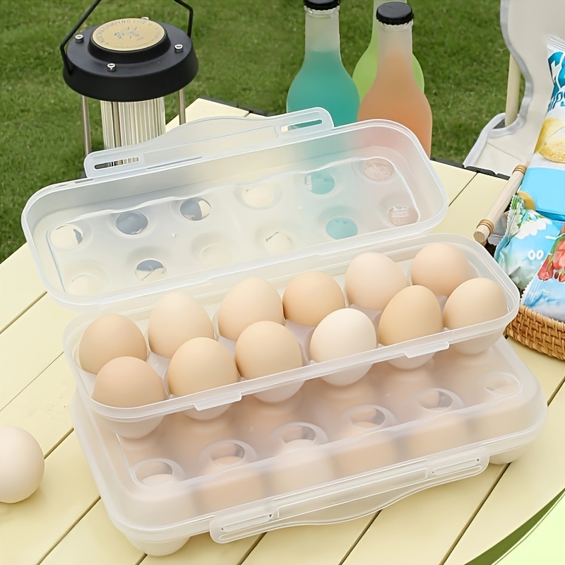 stackable egg storage container with lid 12 18 capacity shockproof freezer safe transparent plastic space saving kitchen organizer egg holder for refrigerator details 9