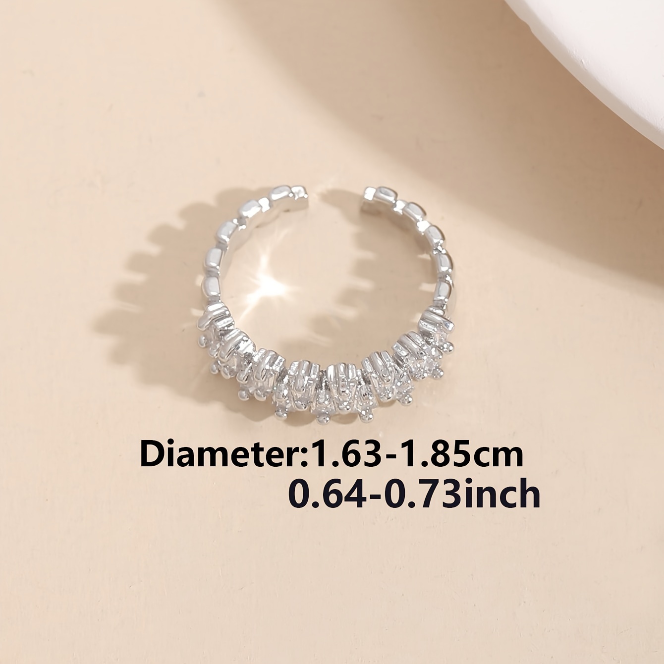 Geometric Copper Ring with Micro Zirconia Stones