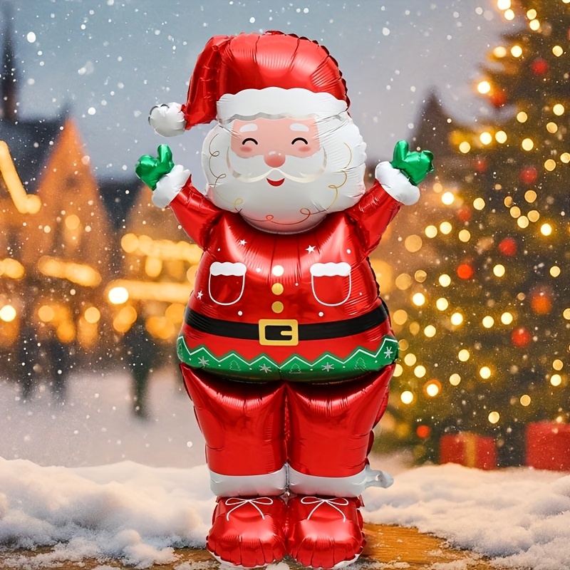 Image of 1pc New Extra Large Standing Santa Claus Foil Balloon Christmas Holiday Party Decoration New Year Birthday Supplies Easter Gift