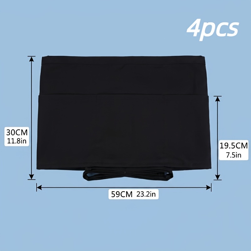 TEMU 4pcs Set, Minimalist Three-pocket Half-length Aprons, Short Aprons Suitable For Kitchens, Restaurants, Gardening, Chefs' Uniforms, Polyester,