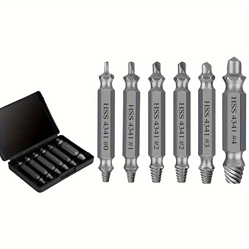 6pcs Steel Screw Extractor Set With Tool Box - Effortlessly Remove Damaged Screws, Industrial Hand Tools