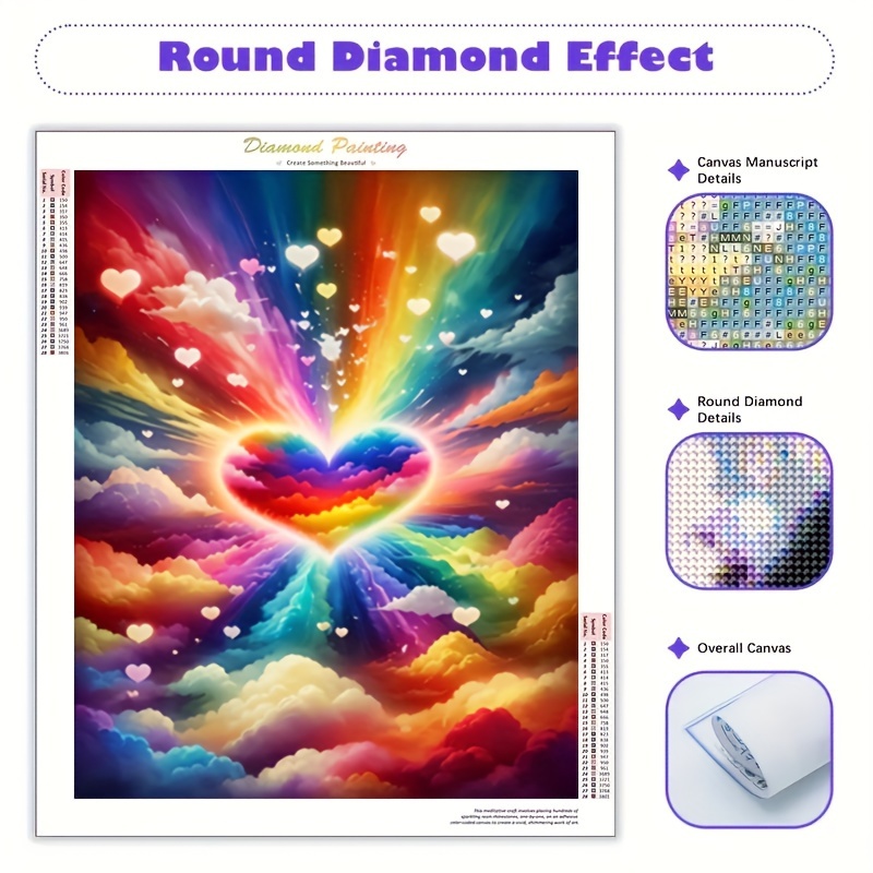 

Diamond Painting Art Colorful Heart Series 2024 Full Diamond Painting Mosaic 5d Diy Stitch Kit Diamond Painting Art Home Decoration