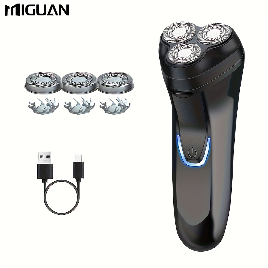 TEMU Miguan 3-head Electric Shaver With Usb Charging, 3 Shaving Heads & 3 Blades, , Ideal For Men's Shaving - Perfect Father's Day Gift, Shaving