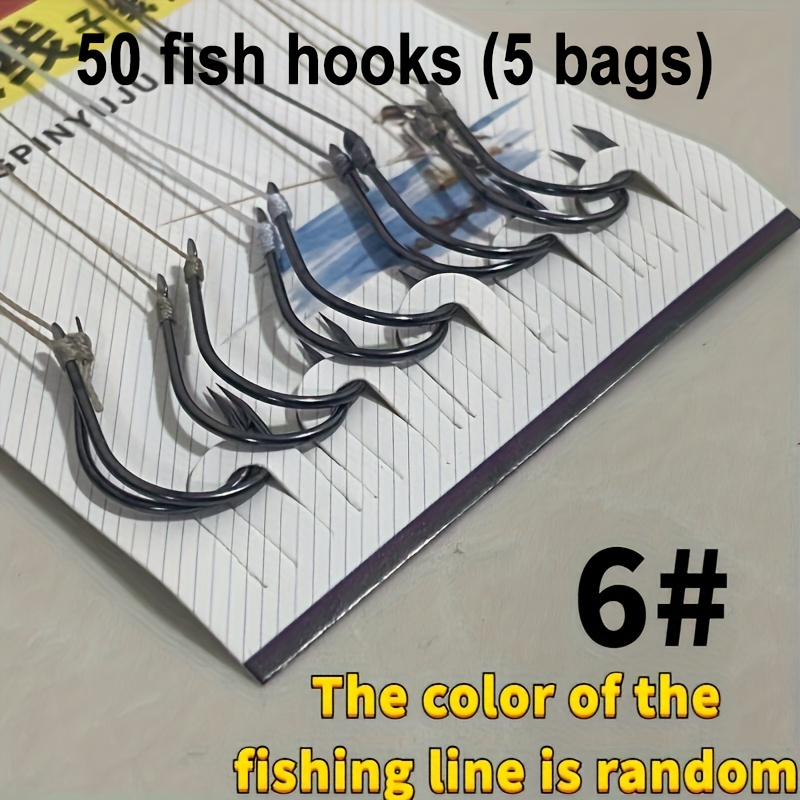 Image of 50pcs Pre-tied Fishing Hooks With Leader Rigging- High Carbon Steel Hooks With Pe Line- Universal Size For Freshwater Fishing- For - Ideal For , Trout& Panfish- Great Gift For Fishing Enthusiasts