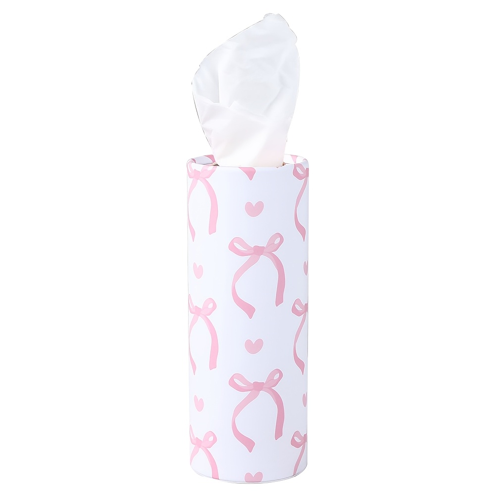 Image of 1 Pack Car Tissues Cylinder Holder With Facial Tissue White Round Tissue Holder Travel Tissues Boxes Container For Car Cup Wedding Birthday Party
