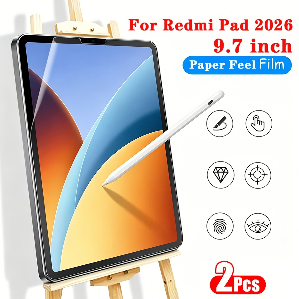 TEMU Набір з 2 шт. для Redmi Pad 2 SE 2026 9.7 дюймів Захисна плівка з ефектом паперу Ультрапрозора м'яка TPU плівка Висока чутливість Захист від