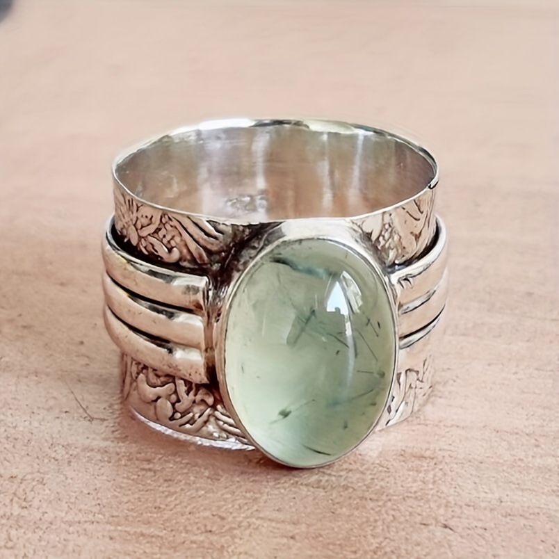 National Hand-Engraved Pattern Synthetic Gemstone Alloy Ring