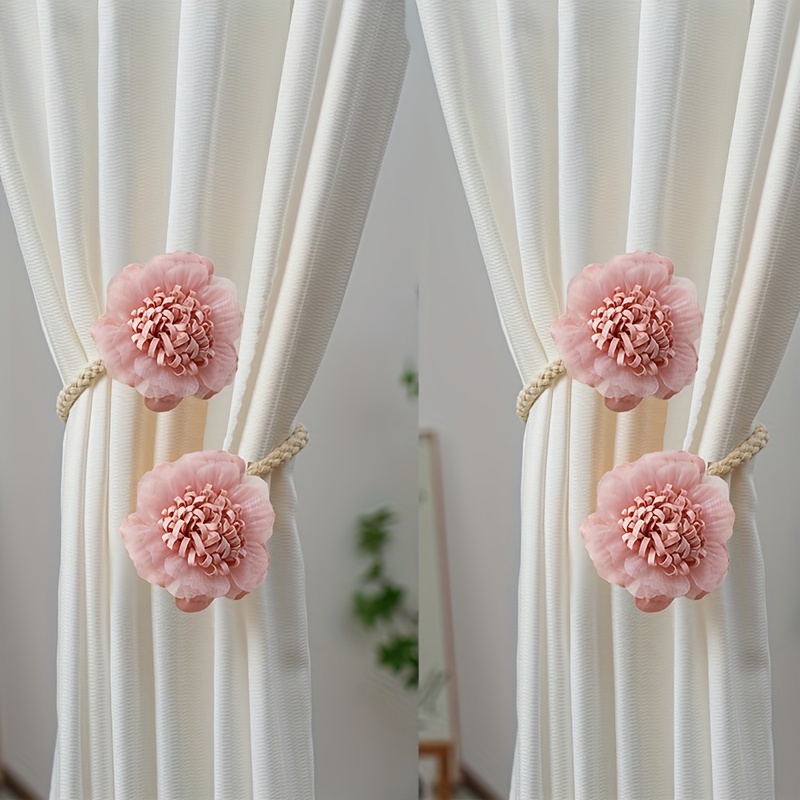 E-shop ./2 Stk. Vorhangbinder, Vorhangdekoration, Blumen-Vorhangseil mit Blumendesign, lochfreie Vorhangklammer, moderner einfacher Vorhangverschluss